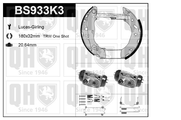 QUINTON HAZELL Комплект тормозных колодок BS933K3